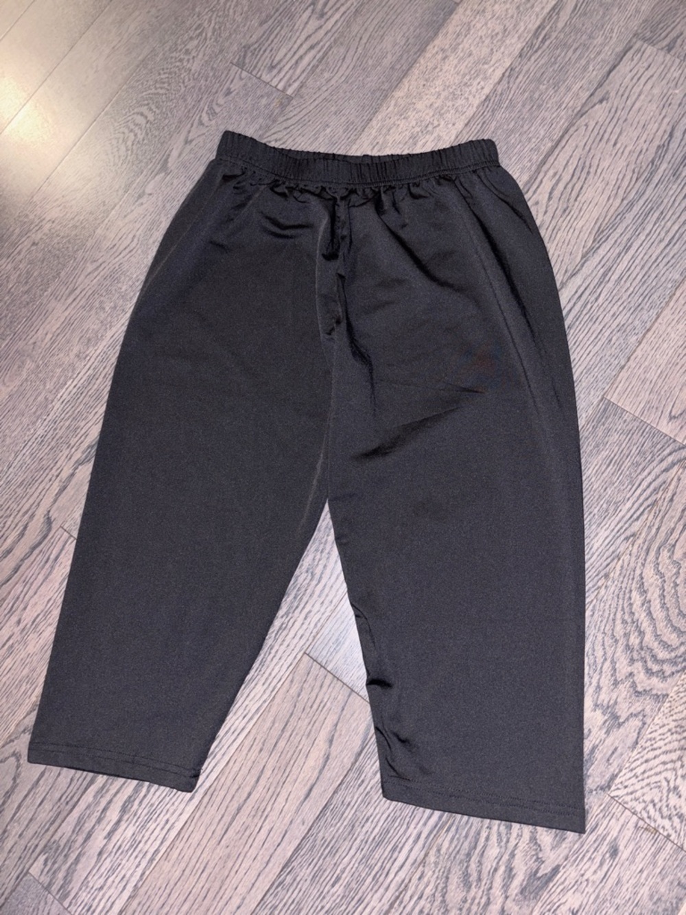 Vintage Black Cropped Drawstring Lounge Pants